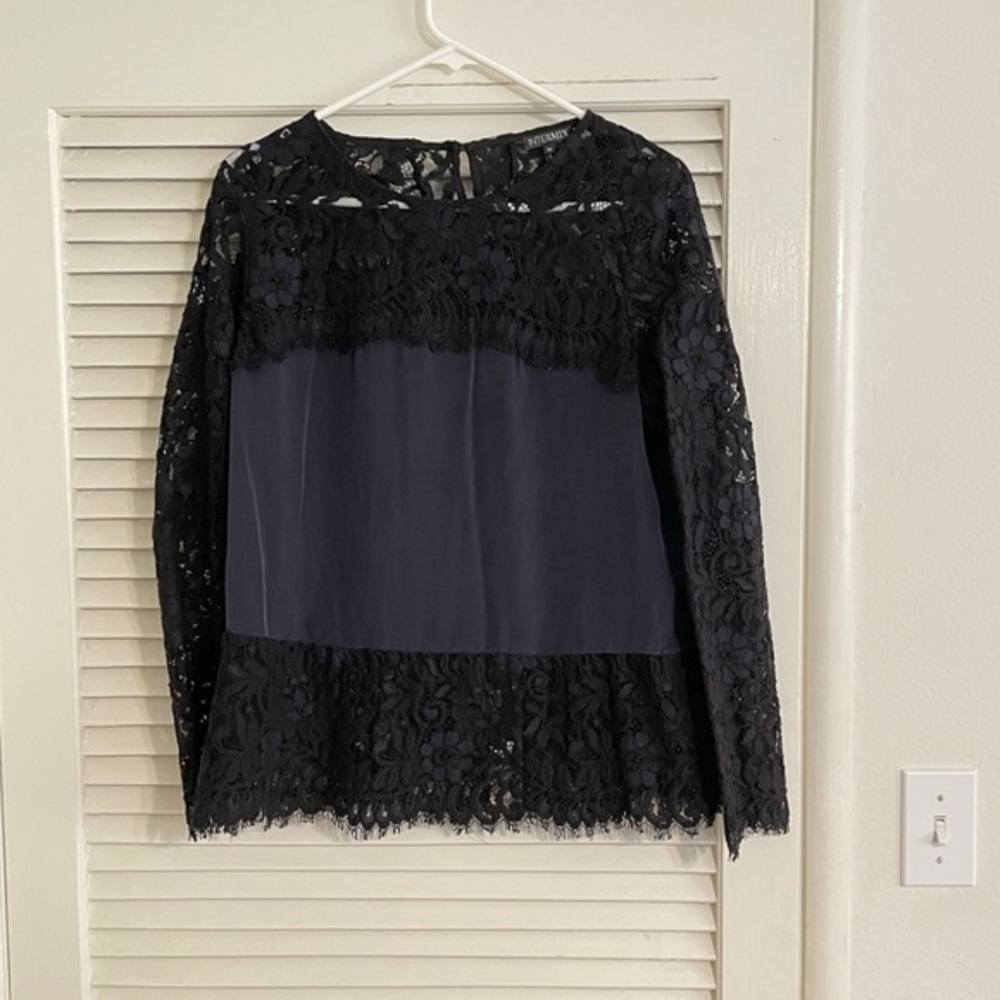 INTERMIX
Silk Lace Navy Blouse